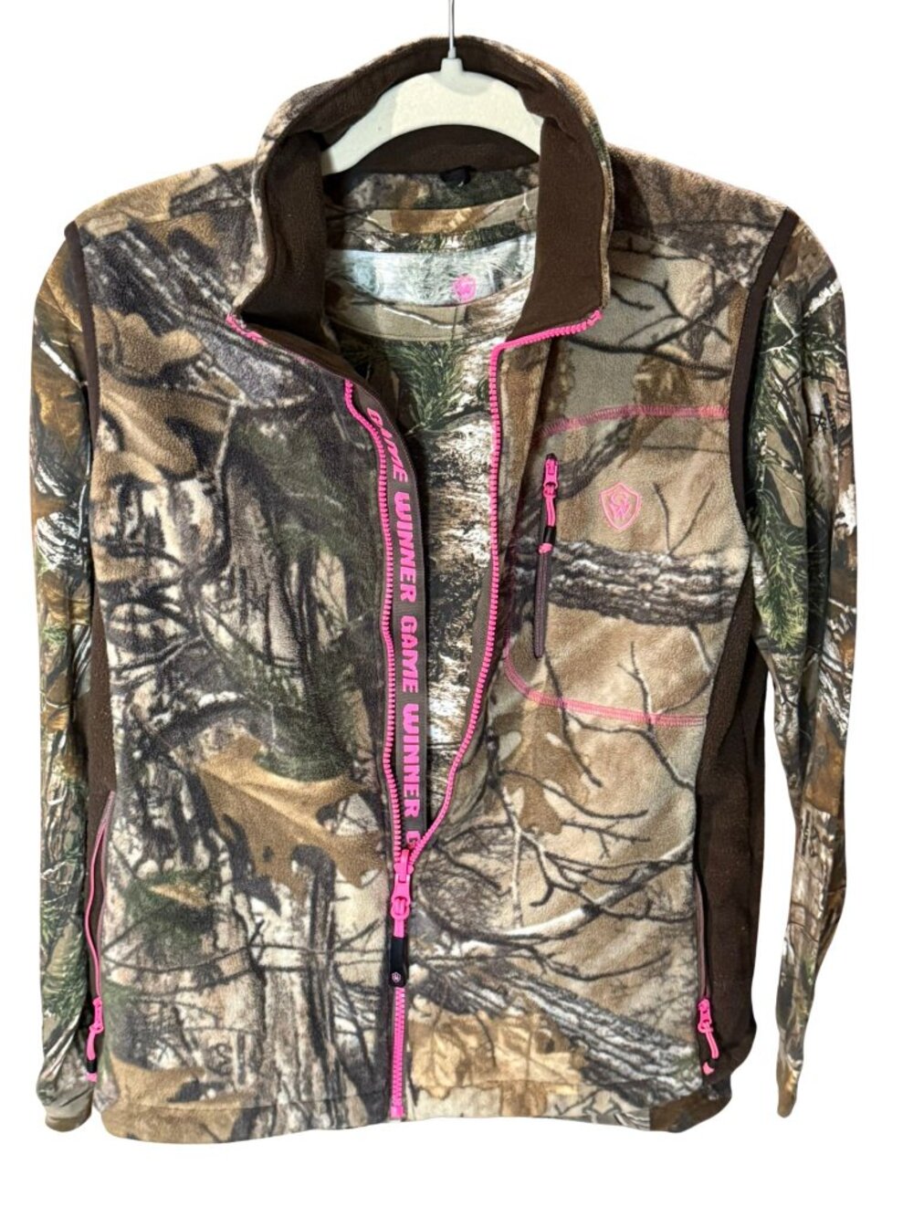 Game Winner Realtree Camo Vest & Long Sleeve Tee Set Pink Trim L